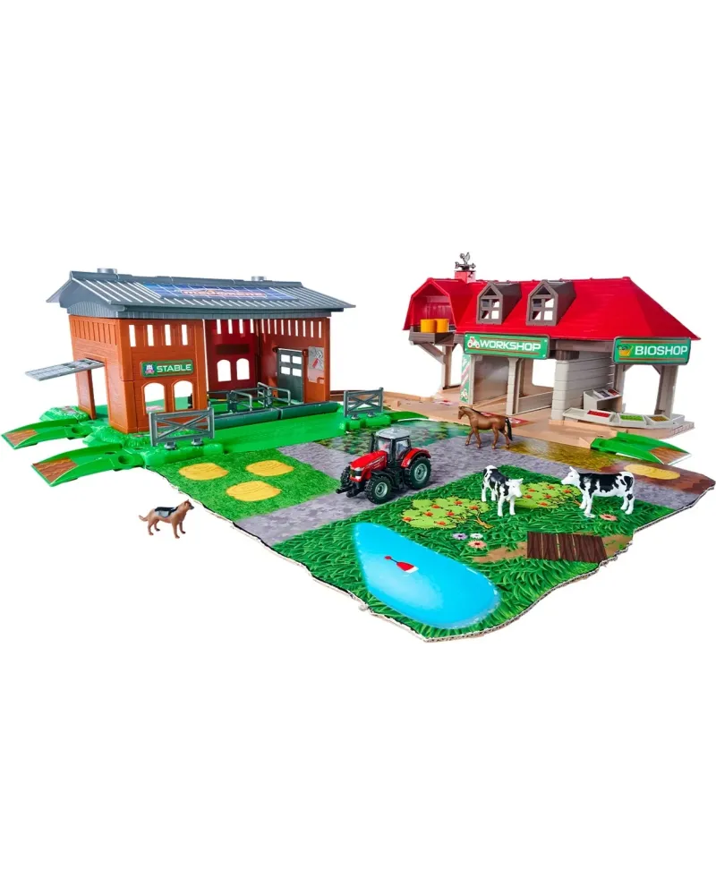 FERME 2 BATIMENTS + VEH. + ANIMAUX  2 bâtiments, 1 tracteur et des ...
