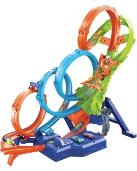 HOT WHEELS 4 LOOP CRASH Parcoure 4 loopings impressionnants et 1 zo...
