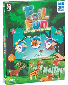 FOIL FUN LE ROYAUME DES ANIMAUX  10 planches à décorer avec autocol...