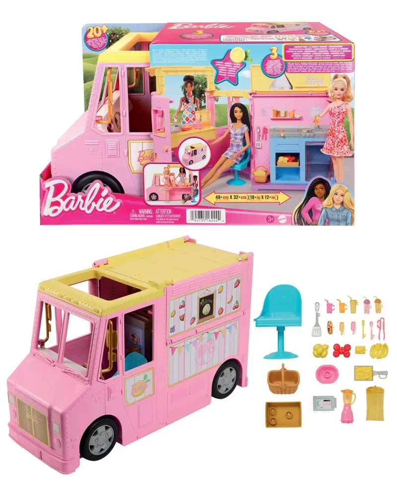 BARBIE LEMONADE TRUCK 2 en 1: ouvrez le camion pour préparer les bo...